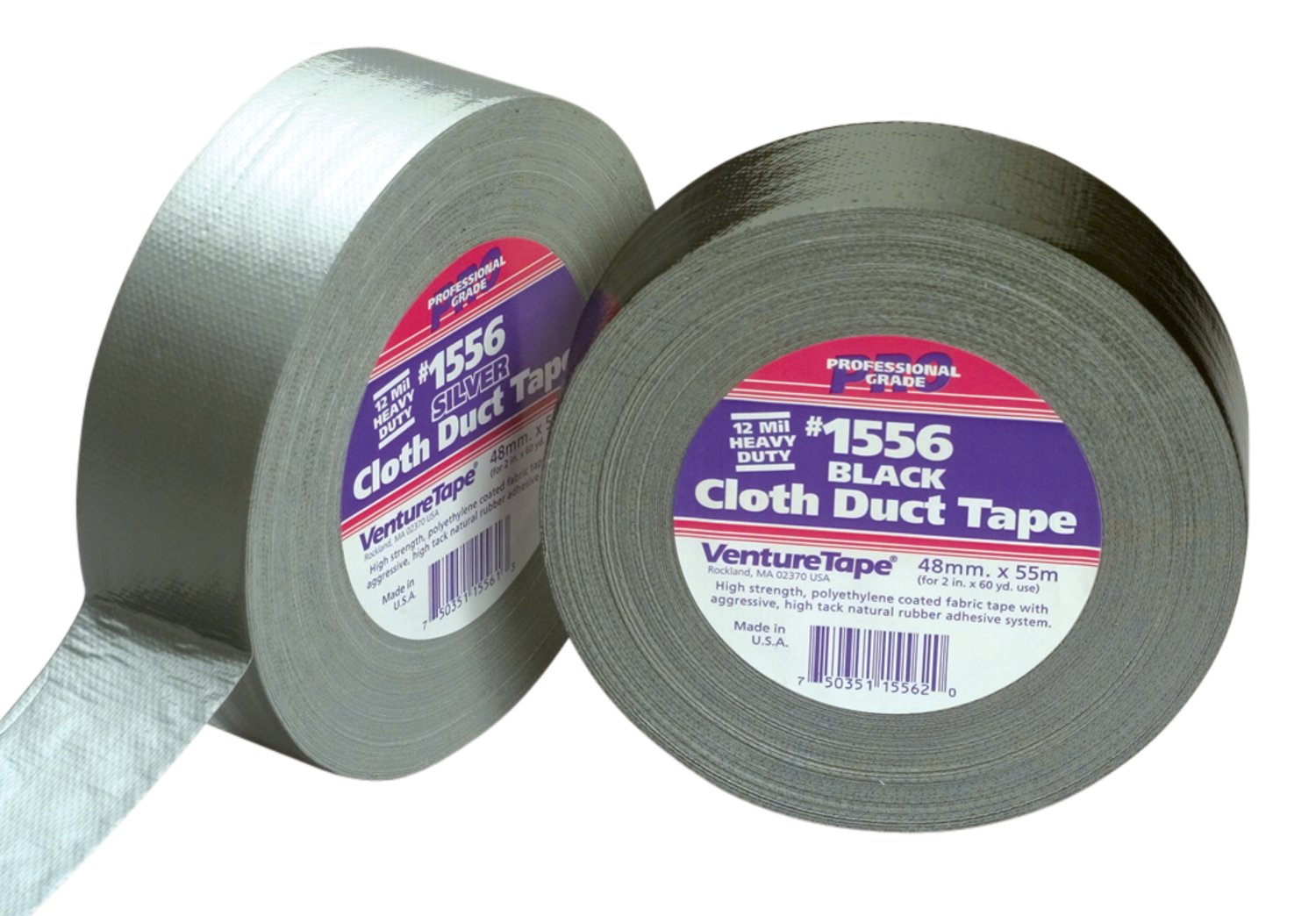 7010302898 - 3M Venture Tape High Performance Cloth Duct Tape 1556, Black, 1.88 in x 60.1 yd, 24/Case