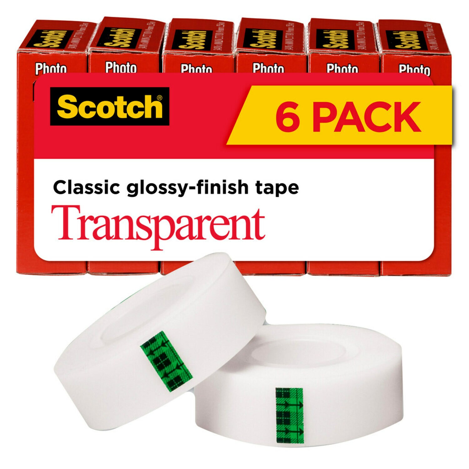 7010303566 - Scotch Transparent Tape 600K6, Clear, 3/4 in. x 1000 in, 6 rolls per
Package