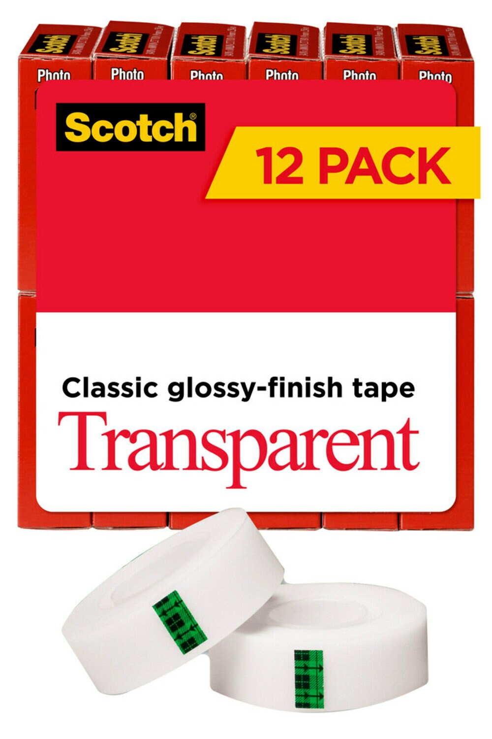 7100104287 - Scotch Transparent Tape 600K12, 3/4 in x 1000 in 12 pack