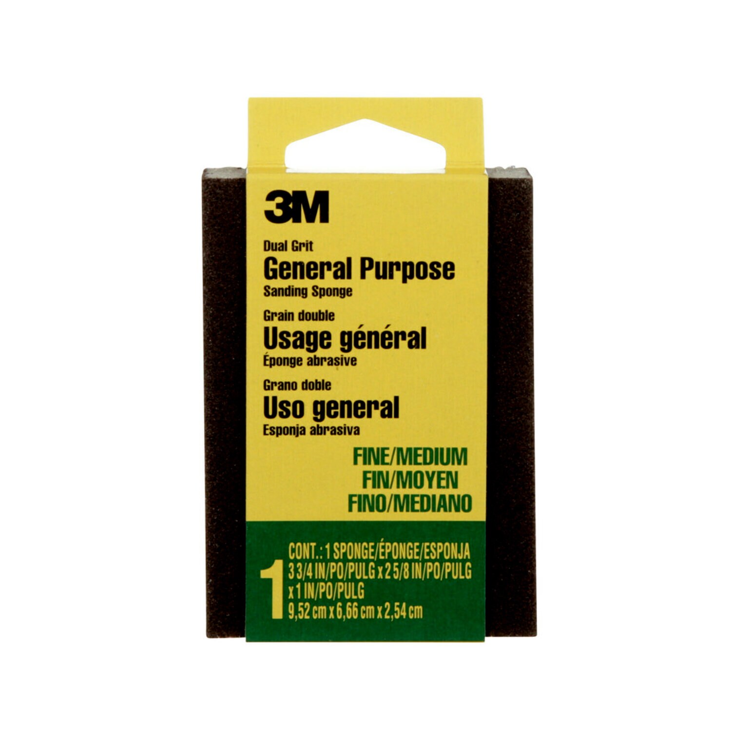 7100237078 - 3M Sanding Sponge 908-ESF, Dual Grit Block, 3 3/4 in x 2 5/8 in x 1 in, Fine/Medium, 24 ea/cs