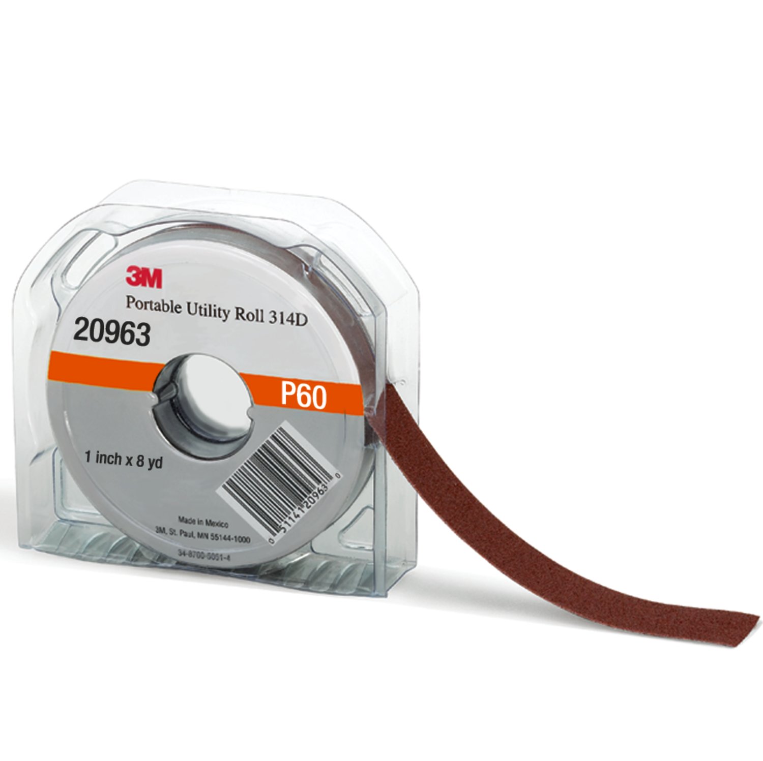 7010360119 - 3M Portable Utility Cloth Roll 314D, P60 X-weight, 1 in x 8 yd, 5 ea/Case