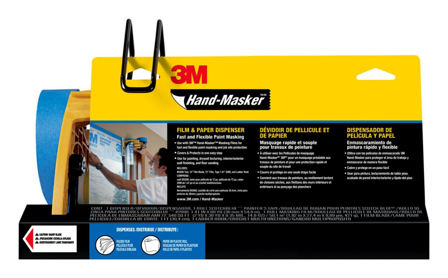 7100265975 - 3M Hand-Masker Pre-Loaded Dispensers M3000 PAK, Masking film tape kit
