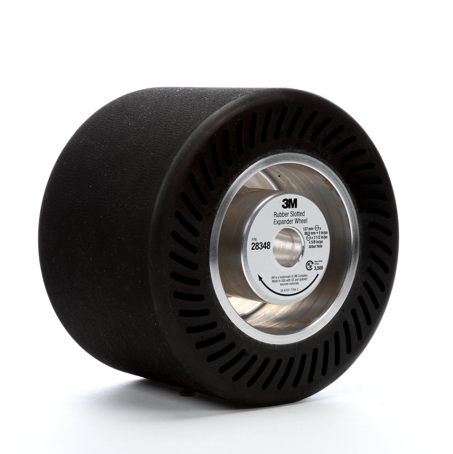 7000028221 - 3M Rubber Slotted Expander Wheel 28348, 5 in x 3-1/2 in 5/8 in Arbor Hole, 1 ea/Case