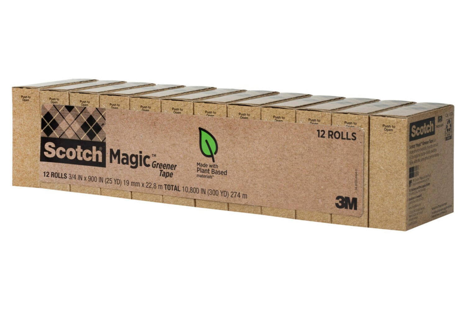 7010371447 - Scotch Magic Tape Made with 66% plant-based adhesive 812-12P, 3/4 in x 900 in (19 mm x 22.8 m), 12 pack