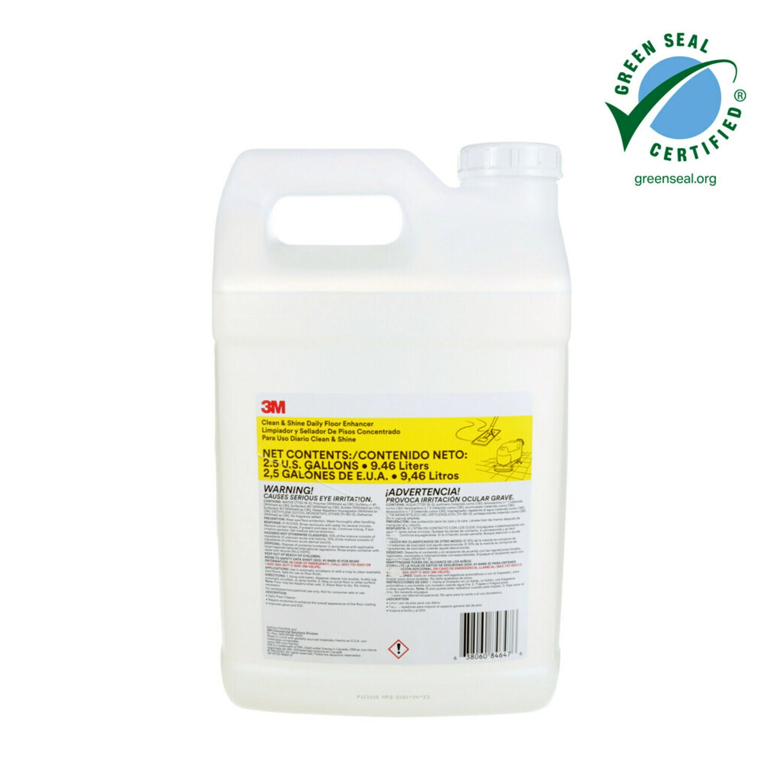 7100235122 - 3M Clean & Shine Daily Floor Enhancer, Bulk, 9.5L Bottle, 2 Bottles/Case
