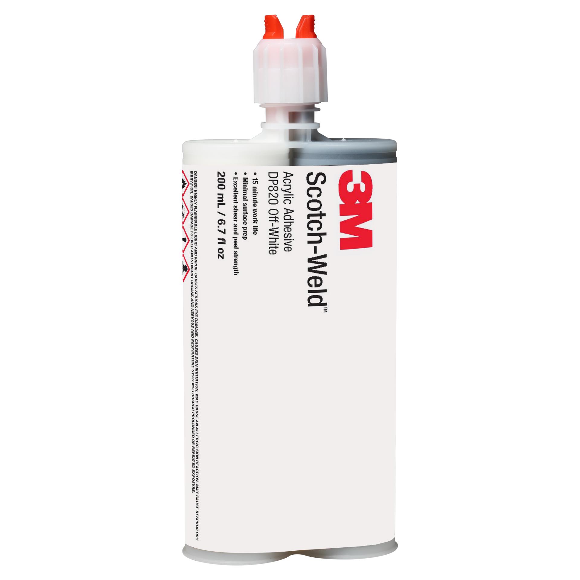00021200893483 3M™ Scotch-Weld™ Acrylic Adhesive DP820, Off-White, 200 mL  Duo-Pak, 12/case Aircraft products 3M 9361483