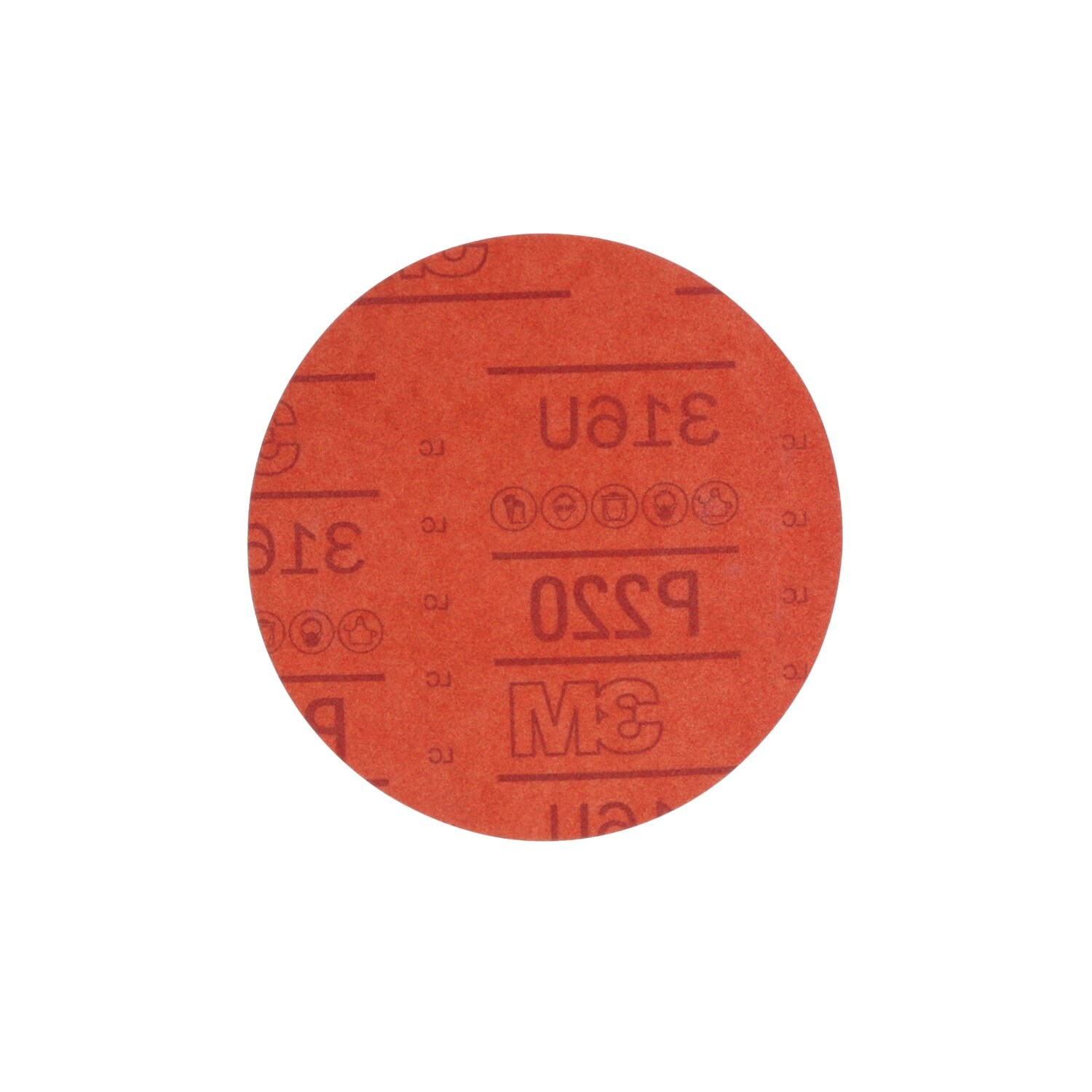7000119784 - 3M Hookit Red Abrasive Disc, 01221, 6 in, P220, 50 discs per carton, 6 cartons per case