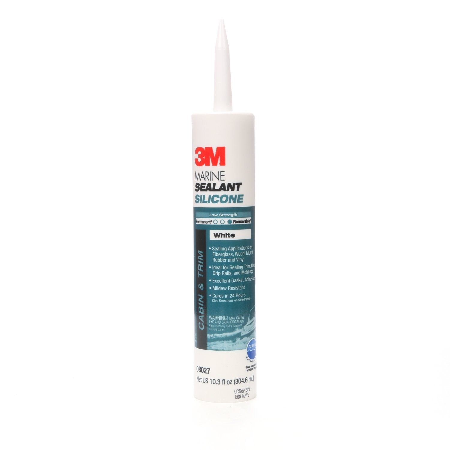 7000120476 - 3M Marine Grade Silicone Sealant, White, 304 mL Cartridge, 12/Case