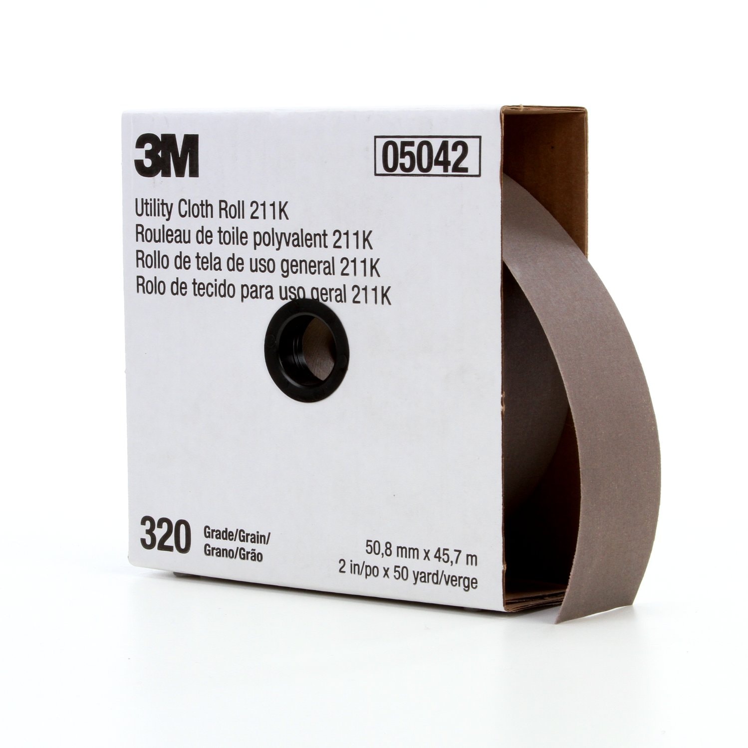 7010512839 - 3M Utility Cloth Roll 211K, 320 J-weight, 3 in x 50 yd, ASO, Full-flex