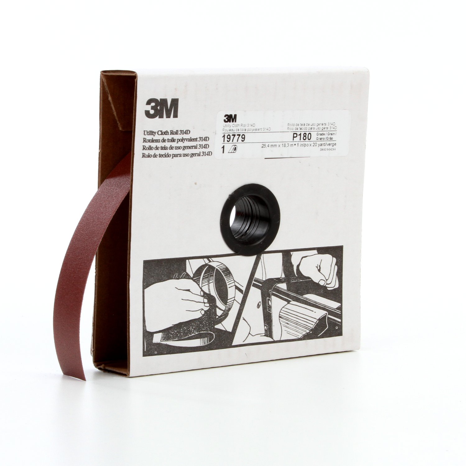 7000118501 - 3M Utility Cloth Roll 314D, P180 J-weight, 1 in x 20 yd, 5 ea/Case