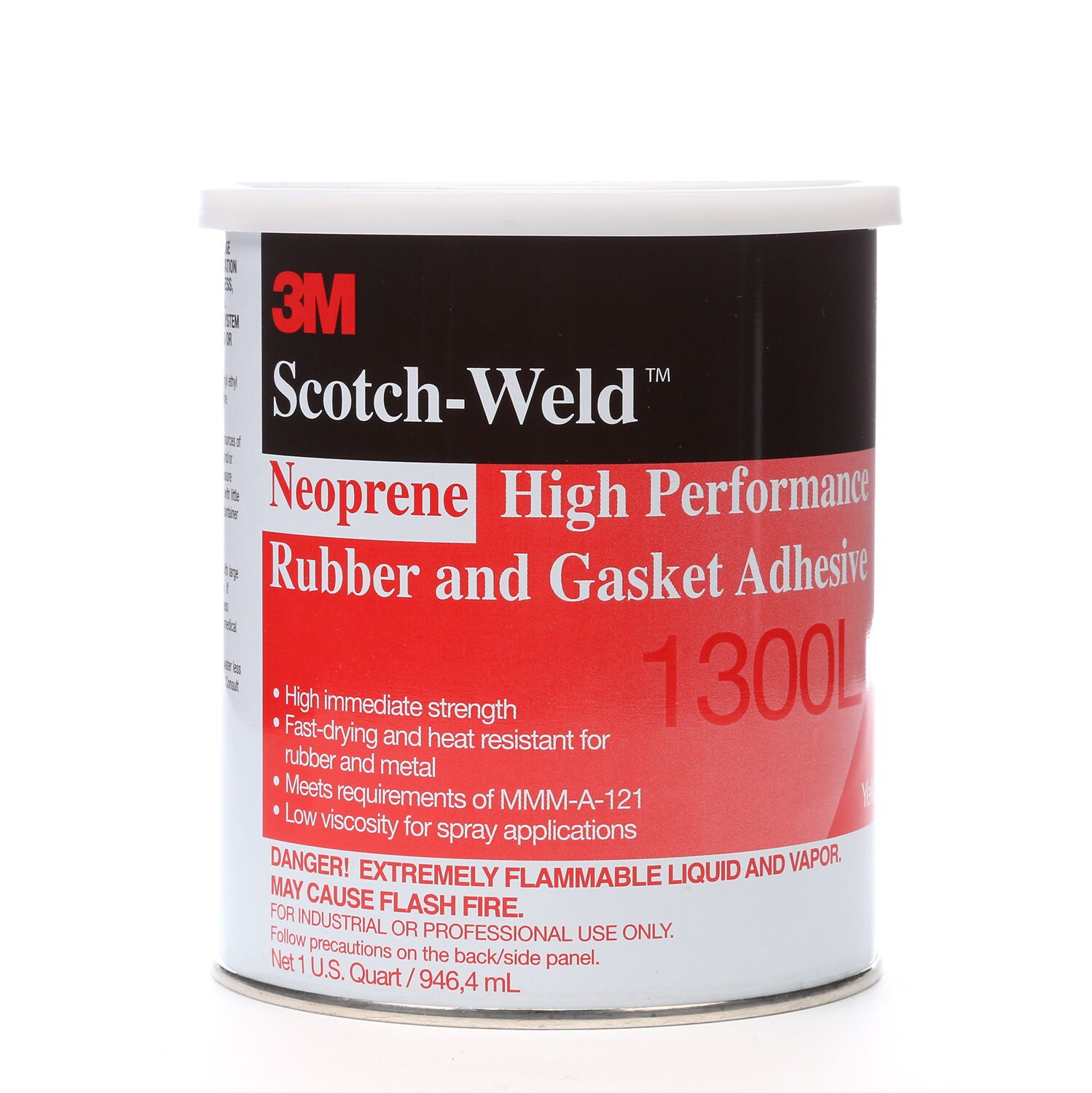7000121208 - 3M Neoprene High Performance Rubber and Gasket Adhesive 1300L, 1 Quart, 1 Can/Case, Sample