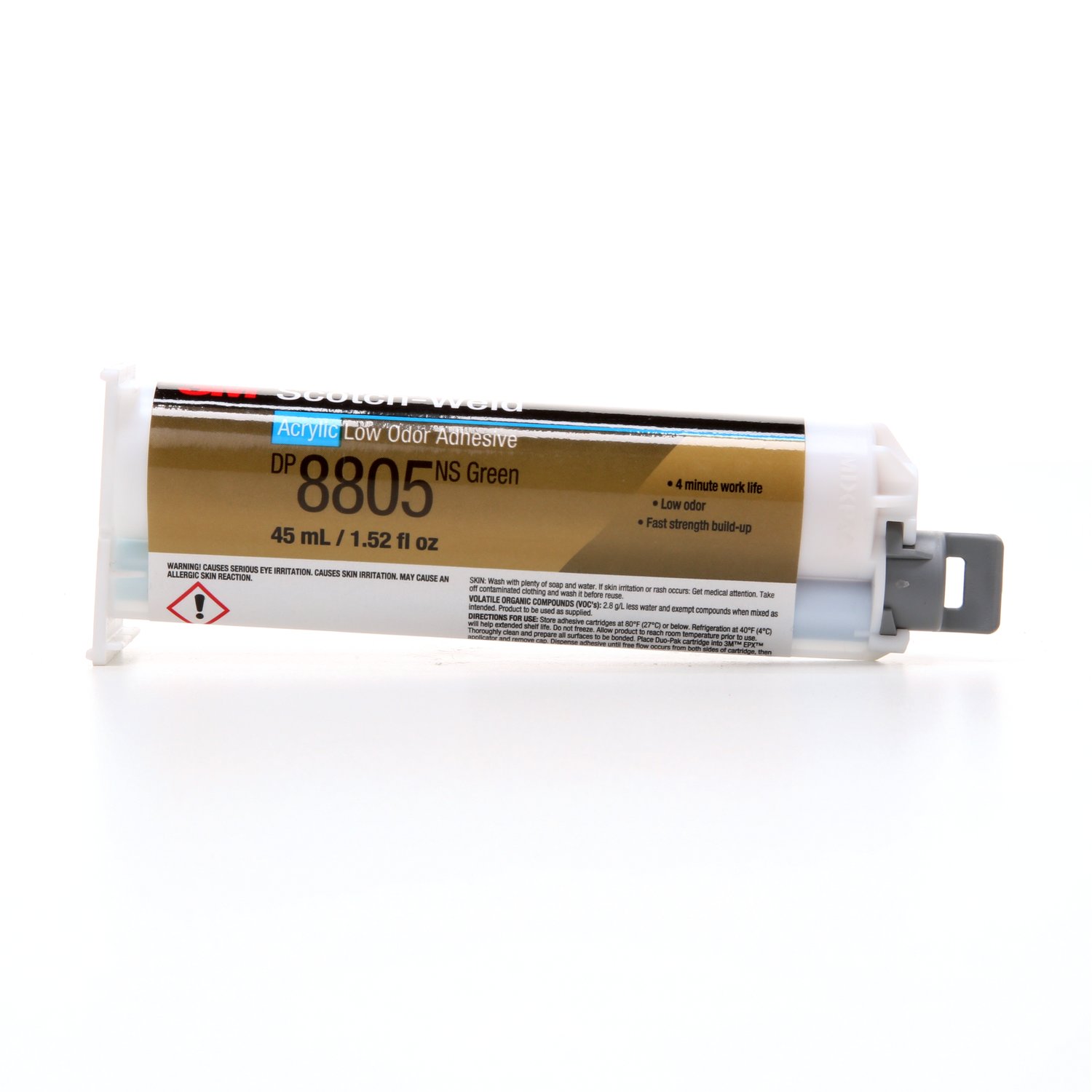 7100098631 - 3M Scotch-Weld Low Odor Acrylic Adhesive DP8805NS, Green, 45 mL Duo-Pak, 12/Case