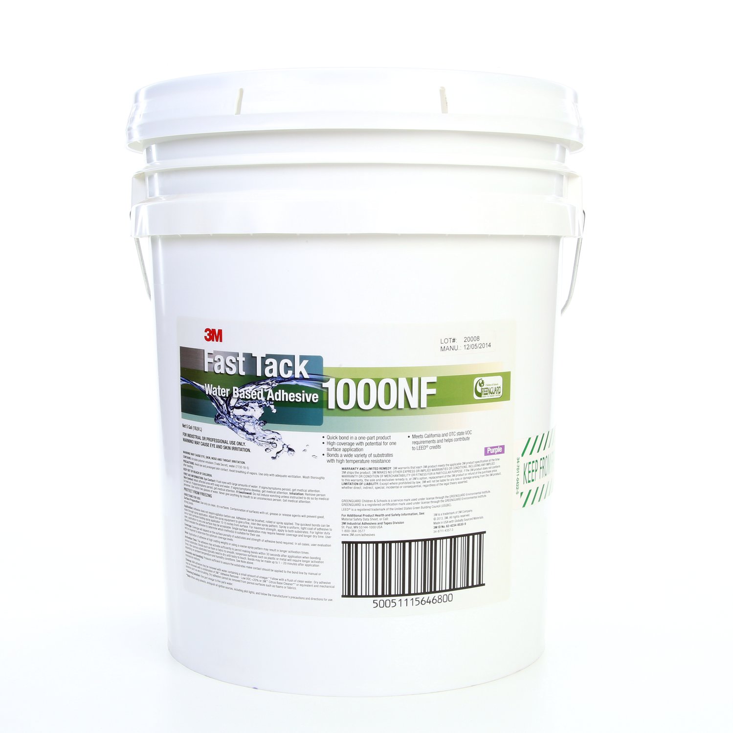 7000046563 - 3M Fast Tack Water Based Adhesive 1000NF, Purple, 5 Gallon, Case