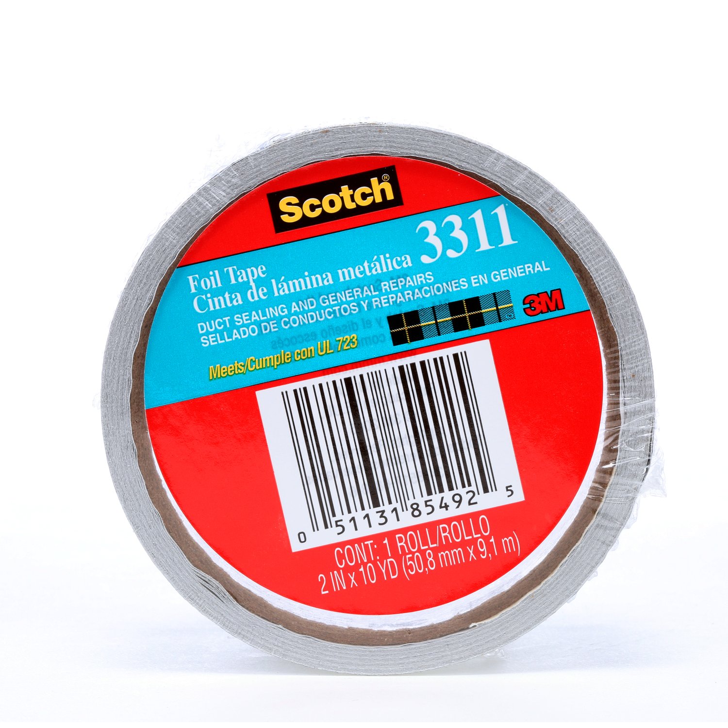 7010334860 - Scotch Foil Tape 3311, Silver, 2 in x 10 yd, 3.6 mil, 24 Rolls/Case
