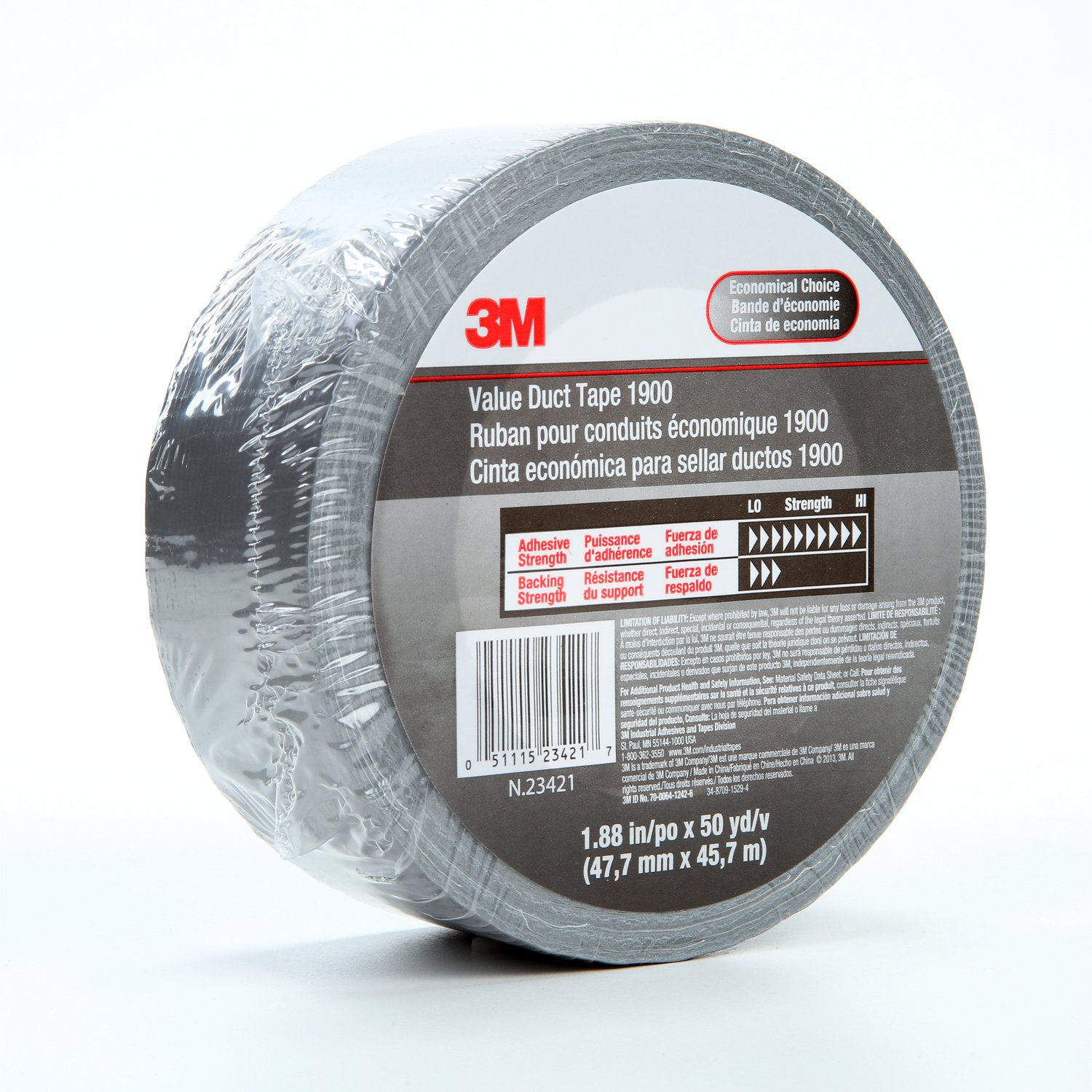 7000049202 - 3M Value Duct Tape 1900, Silver, 1.88 in x 50 yd, 5.8 mil, 24
Rolls/Case,