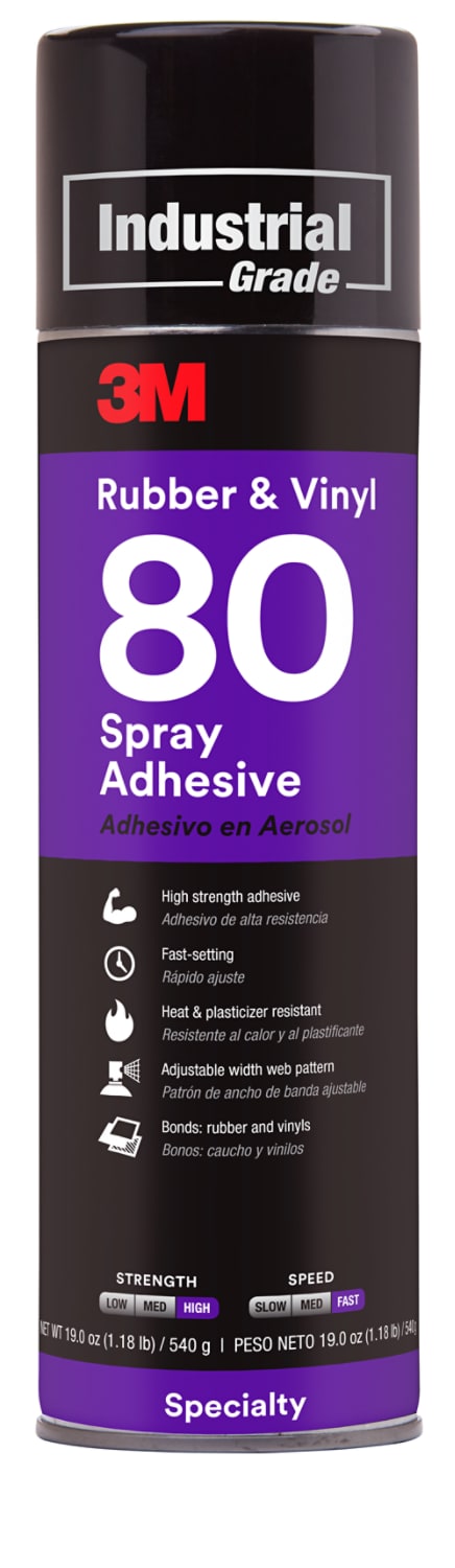 7010330405 - 3M Rubber and Vinyl Spray Adhesive 80, Yellow, 24 fl oz Can (Net Wt 19 oz), 1/Case, Sample, NOT FOR SALE IN CA AND OTHER STATES
