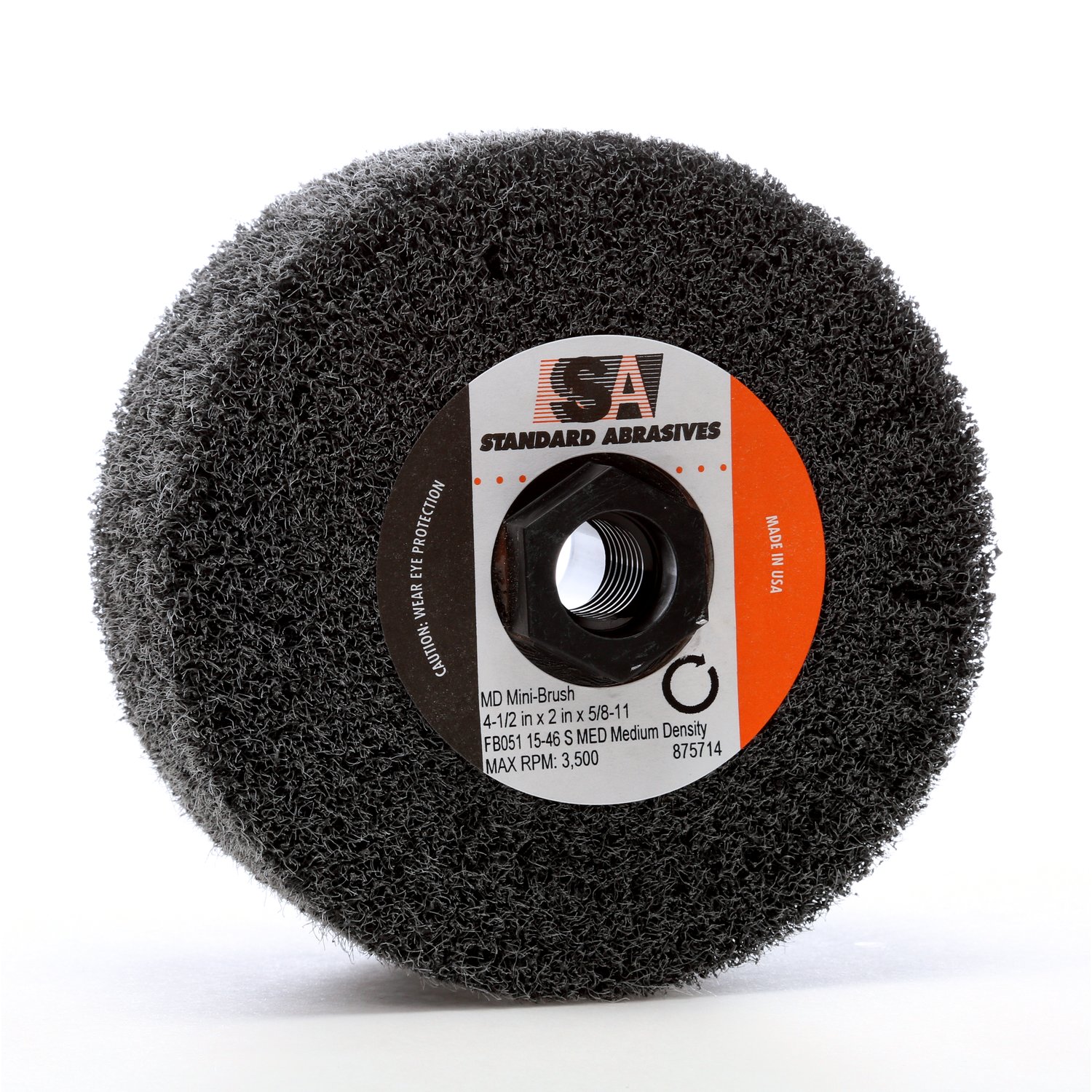 7010331424 - Standard Abrasives MD Mini-Brush 875713, 4-1/2 in x 2 in x 5/8-11 FB051 15-46 A VFN Medium Density, 2 ea/Case