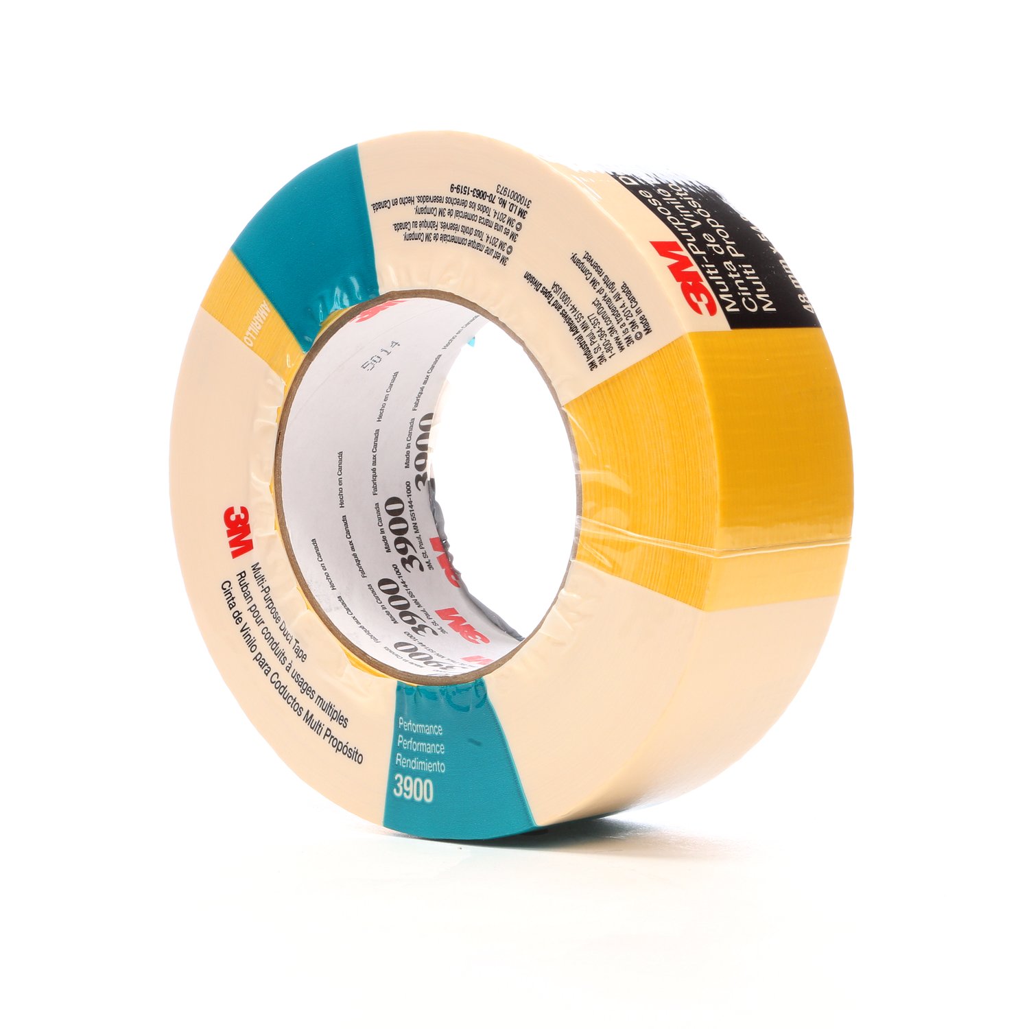 7000124007 - 3M Multi-Purpose Duct Tape 3900, Yellow, 48 mm x 54.8 m, 7.6 mil, 24 Roll/Case, Individually Wrapped Conveniently Packaged