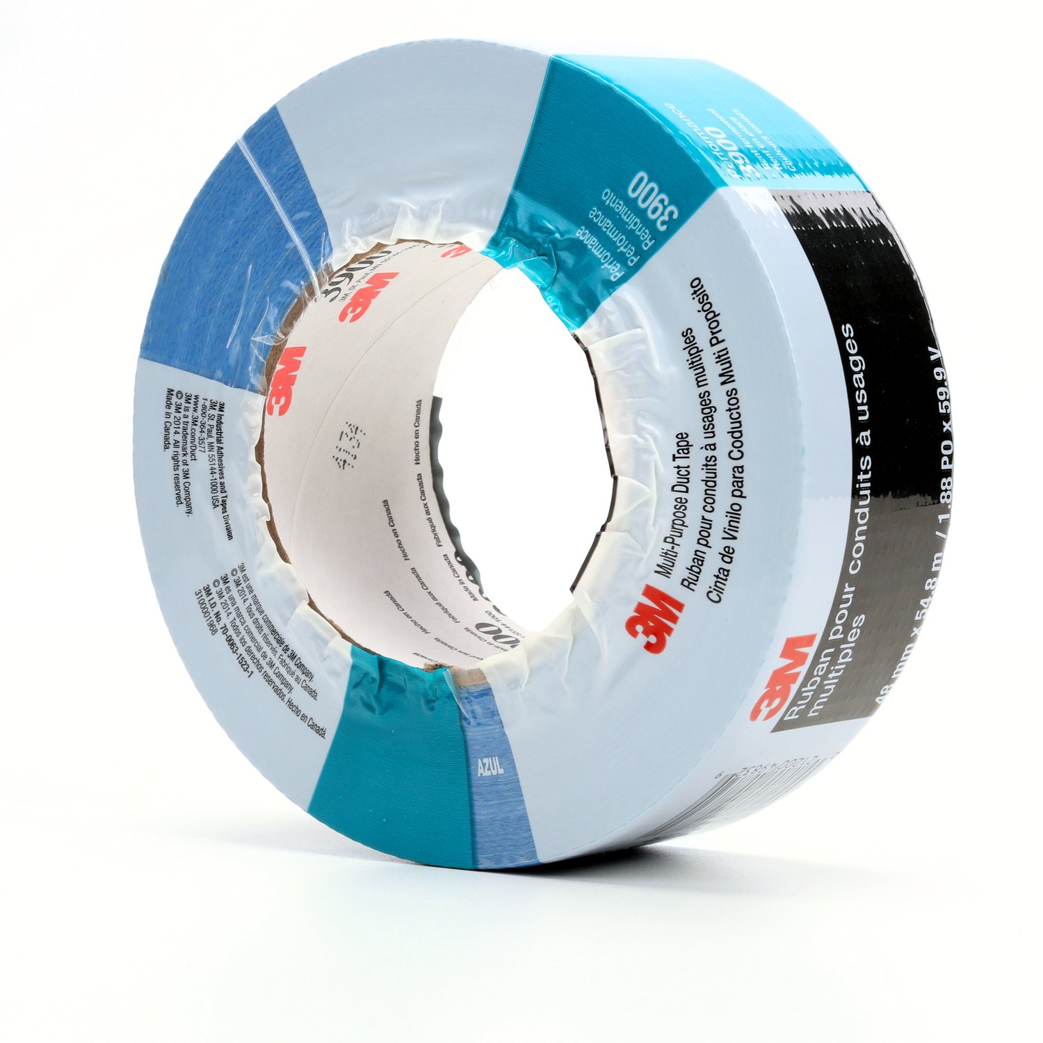 7000124009 - 3M Multi-Purpose Duct Tape 3900, Blue, 48 mm x 54.8 m, 7.6 mil, 24 Roll/Case, Individually Wrapped Conveniently Packaged