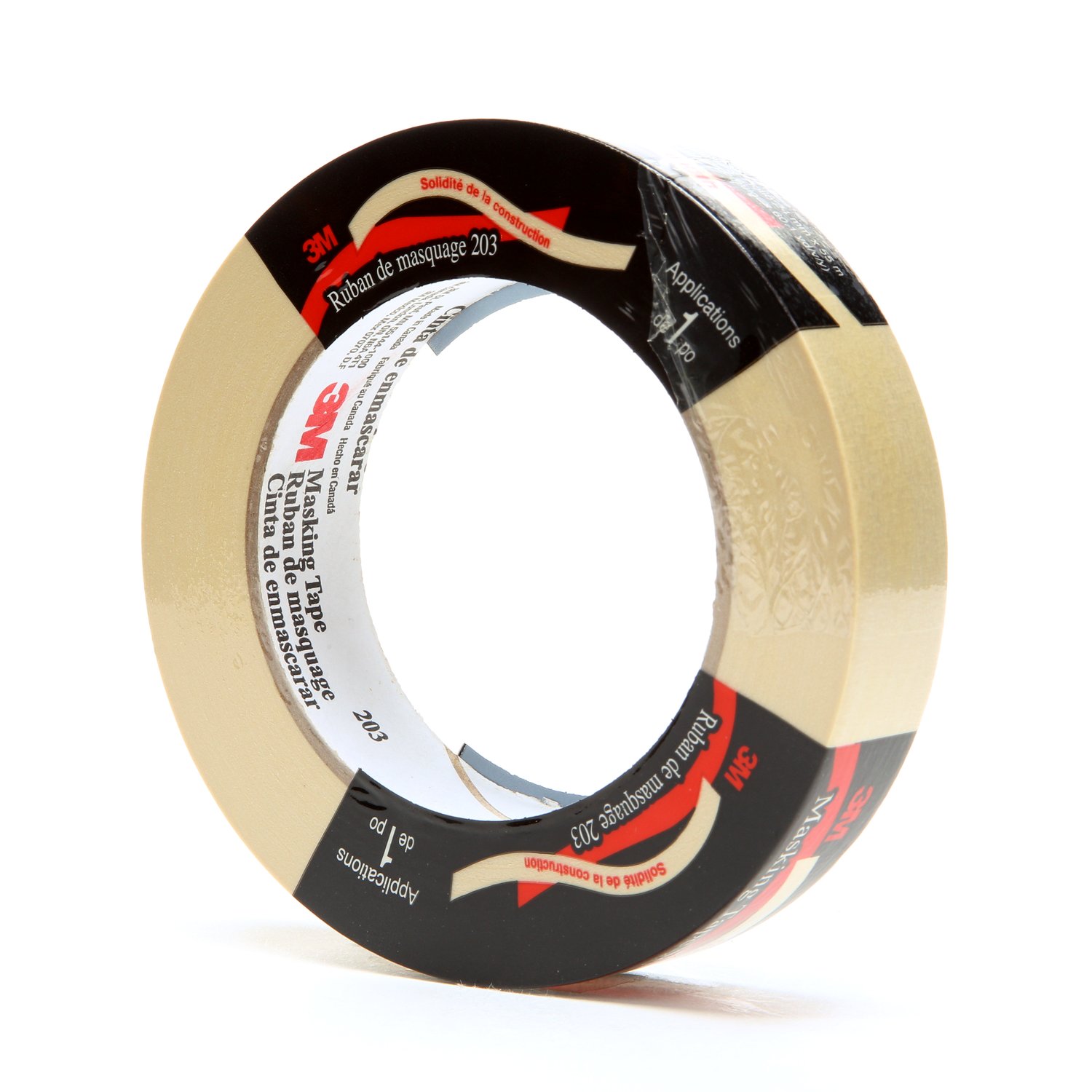 7000124232 - 3M General Purpose Masking Tape 203, Beige, 24 mm x 55 m, 4.7 mil, 36 Roll/Case, Individually Wrapped Conveniently Packaged