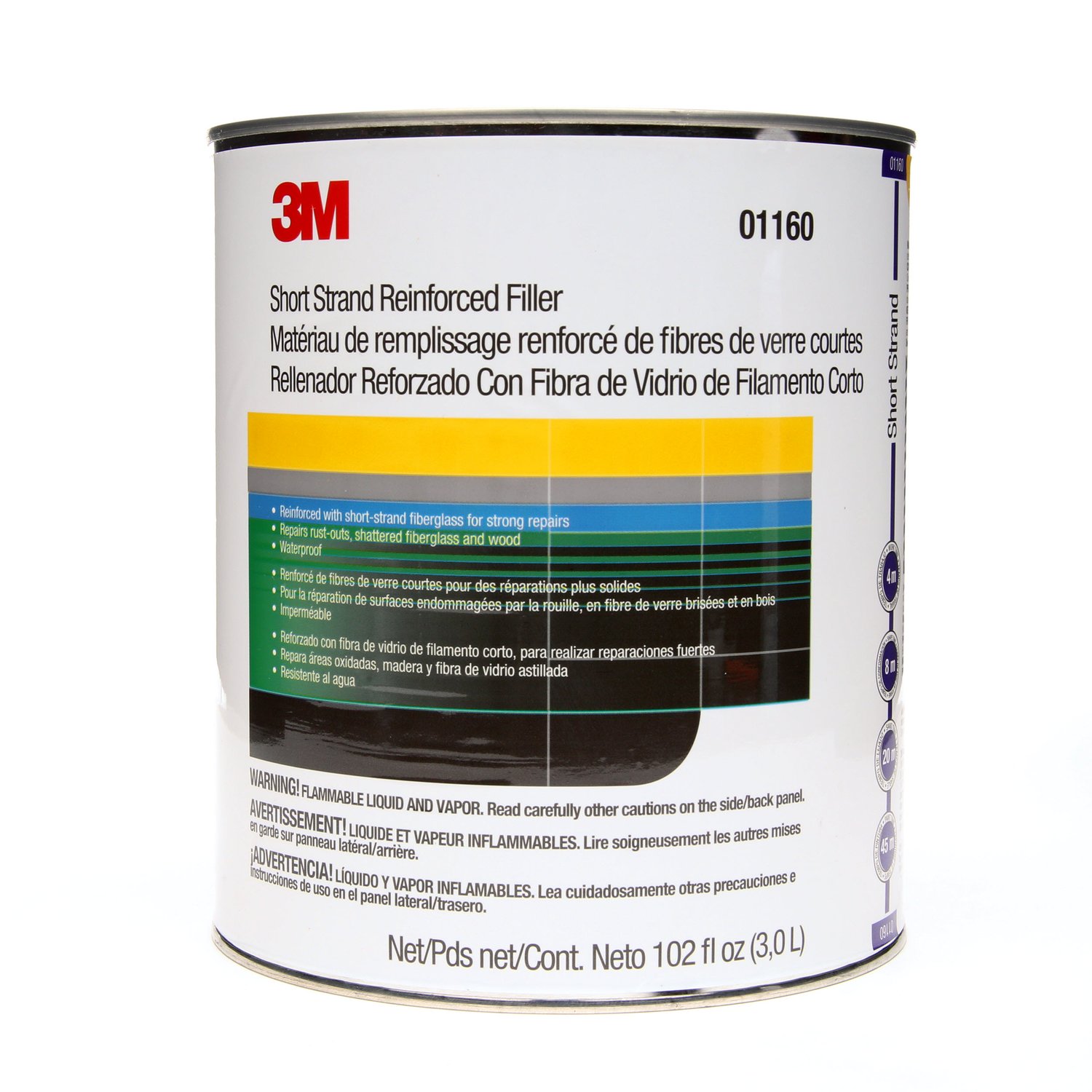 7000125043 - 3M Short Strand Reinforced Filler 01160, 1 gal, 4/Case