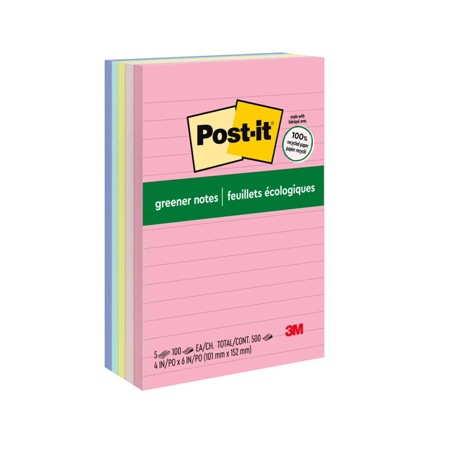 7100243775 - Post-it Greener Notes 660-RP-A, Sweet Sprinkles Collection, 4 in x 6 in (101 mm x 152 mm), 100% PEFC, SGSCH-PEFC-COC-110078