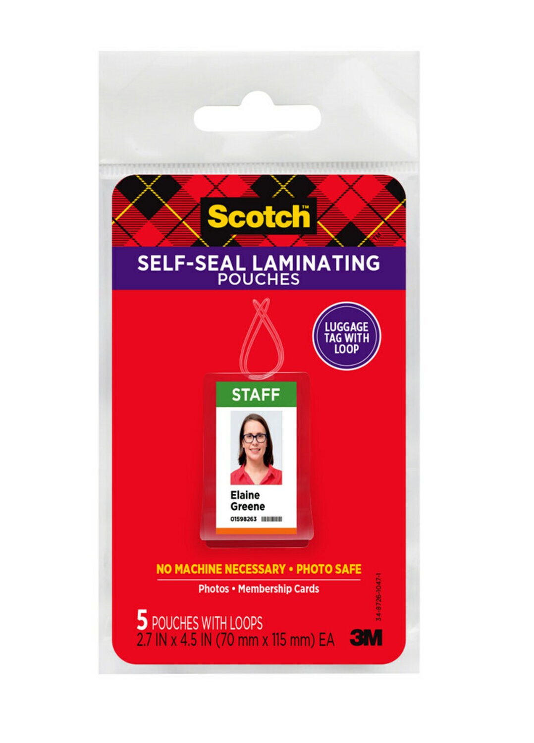 7010369877 - Scotch Self-Sealing Laminating Pouches LS853-5G Bag Tags