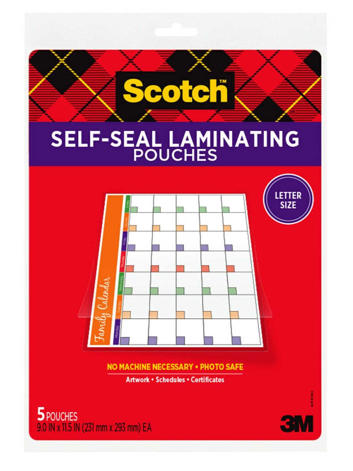 7010311317 - Scotch Self-Sealing Laminating Pouches LS854-5G, 9.0 in x 11.5 in x 0 in (231 mm x 293 mm)