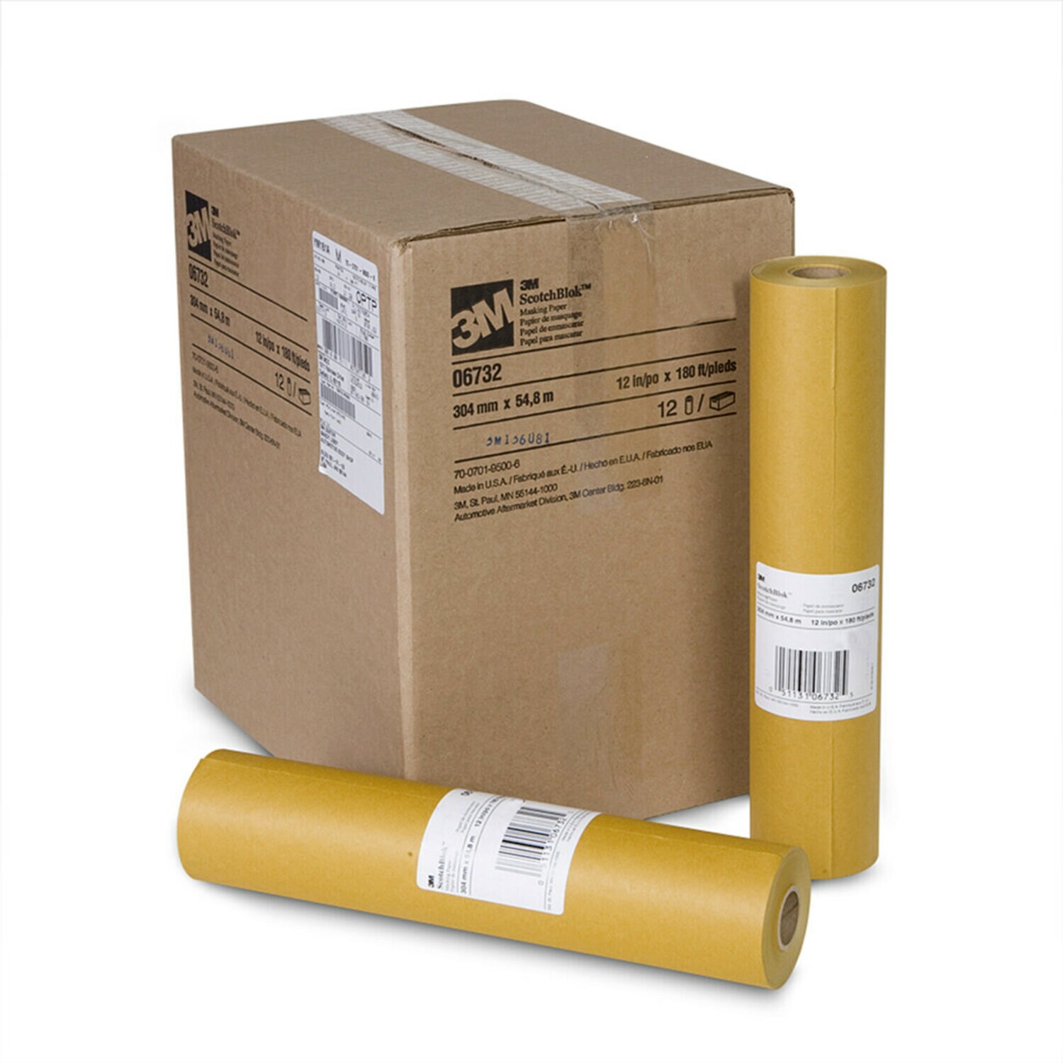 7000051821 - 3M Scotchblok Masking Paper, 06732, 12 in x 180 ft, 12 per case