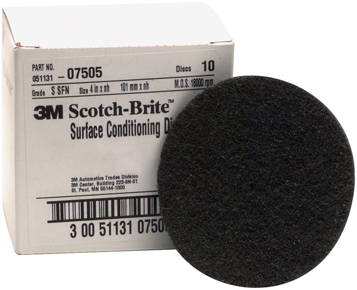 7010294766 - Scotch-Brite Surface Conditioning Disc, SC-DH, 07505, SiC Super Fine, 4
in x NH, 10/Carton, 40 ea/Case