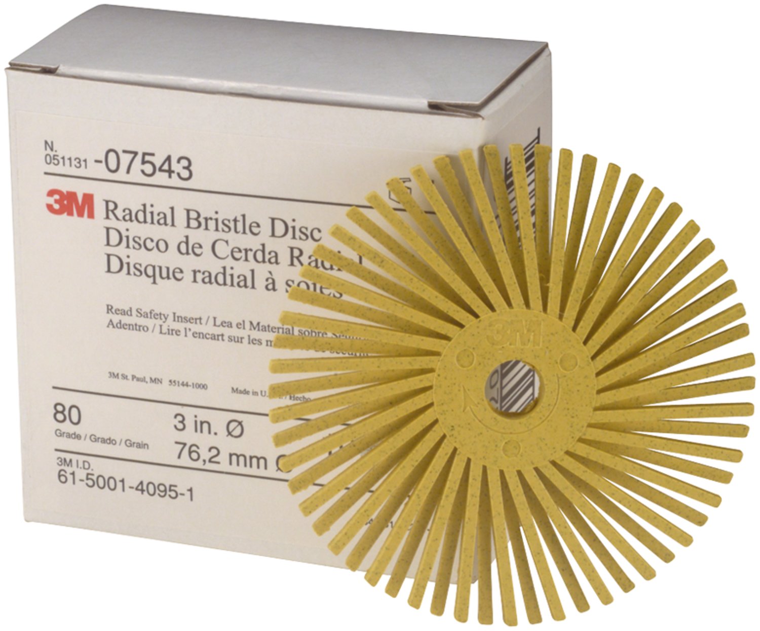 7100138193 - Scotch-Brite Radial Bristle Disc, RB-ZB, 80, 3 in x 3/8 in, 4 Cartons/Case