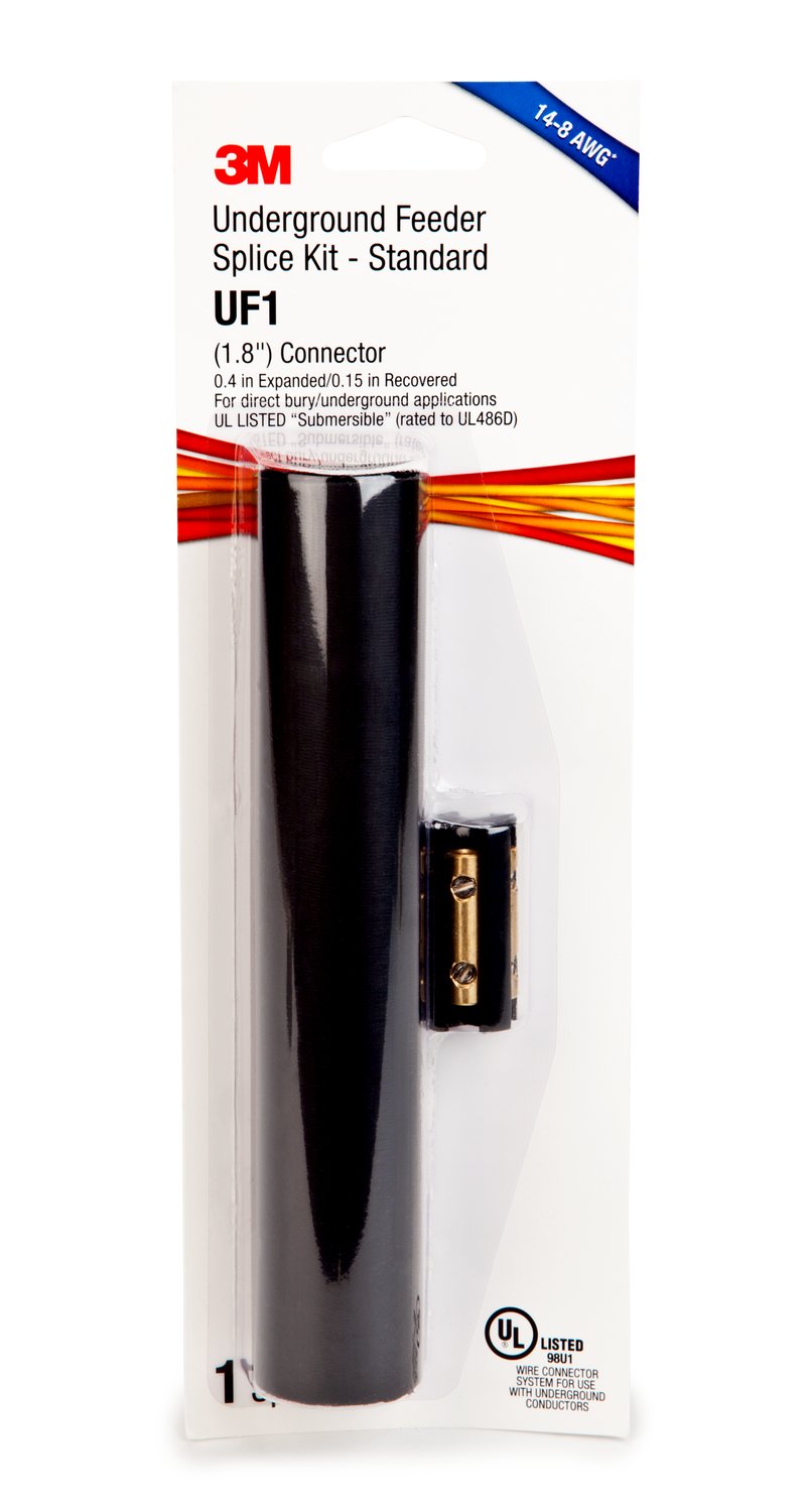 7000132746 - 3M Splice Kit UF1 Standard, 1.8 in (45,7 mm) connector, 8.0 in (203,2
mm) heat shrink tube, 6 kits/case