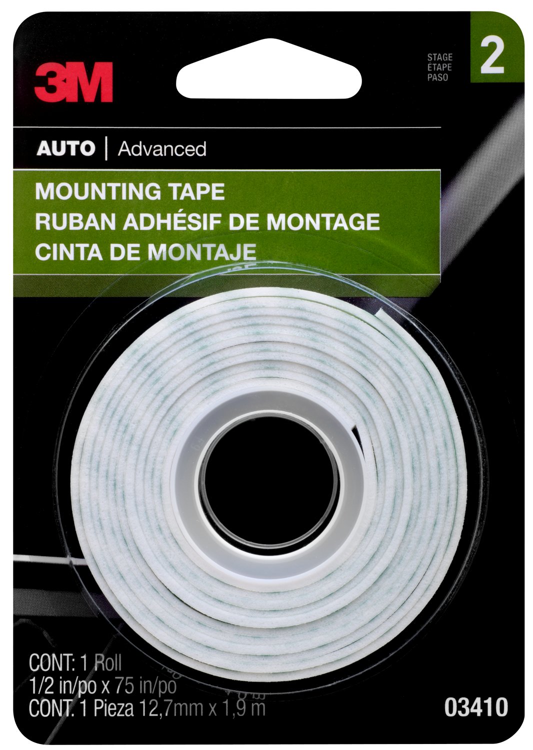 7000144575 - 3M Mounting Tape, 03410, 1/2 in x 75 in, 24 per case