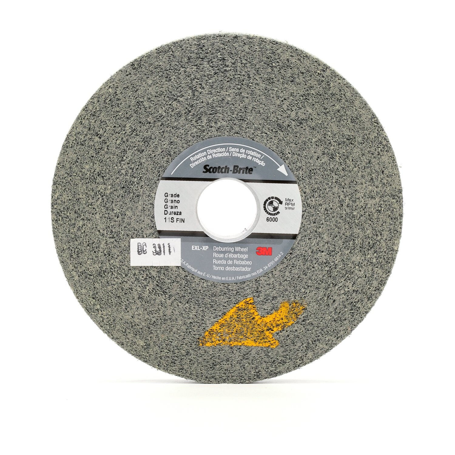 7010300858 - Scotch-Brite EXL-XP Deburring Wheel, XP-WL, 9S Fine, 6 in x 1/2 in x 1 in, 4 ea/Case