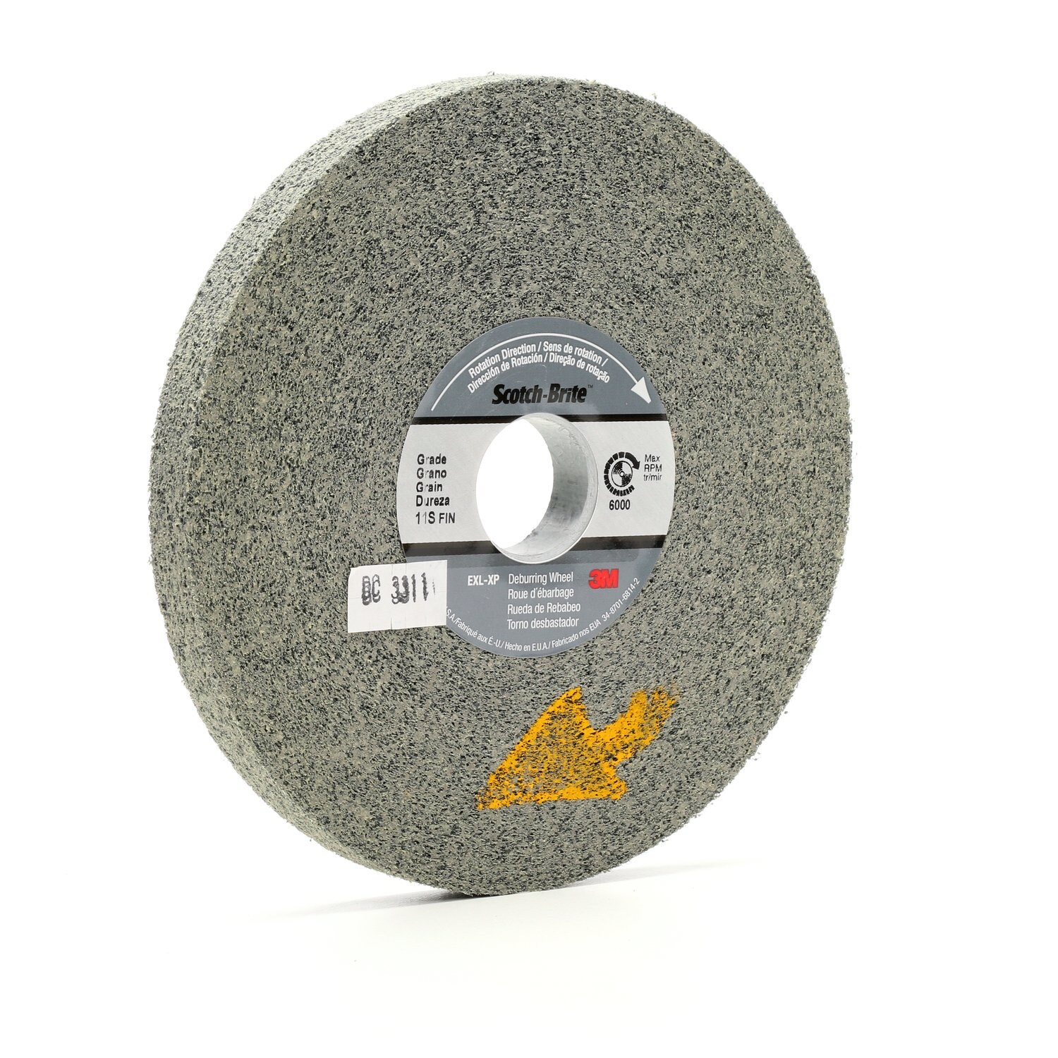 7010366801 - Scotch-Brite EXL-XP Deburring Wheel, XP-WL, 11S Fine, 6 in x 1/2 in x 1 in, 4 ea/Case