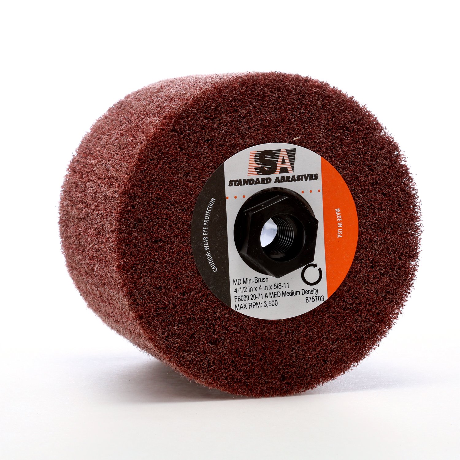 7010369376 - Standard Abrasives MD Mini-Brush 875702, 4-1/2 in x 4 in x 5/8-11 FB036 A XCS Medium Density, 1 ea/Case