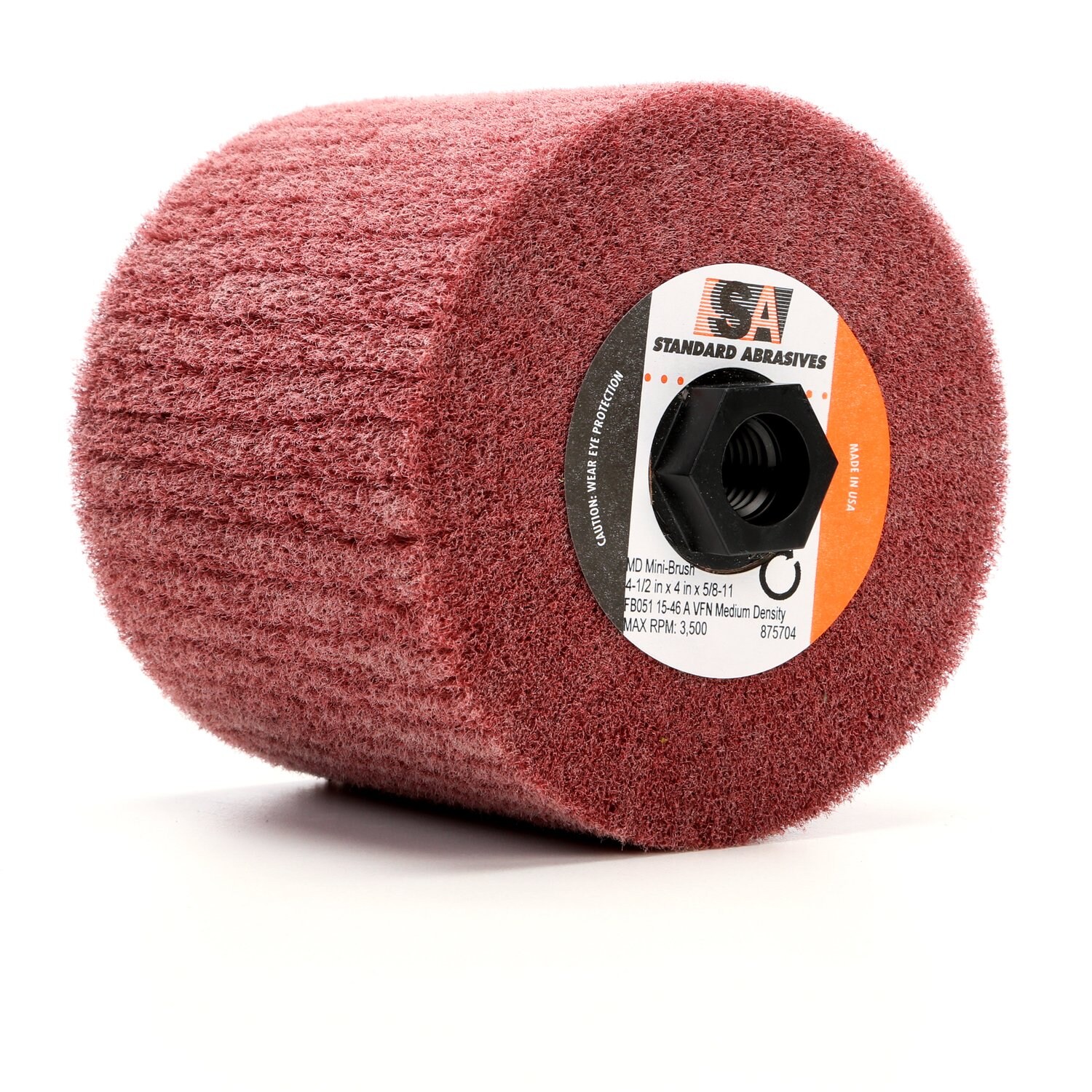 7010331421 - Standard Abrasives MD Mini-Brush 875703, 4-1/2 in x 4 in x 5/8-11 FB039 20-71 A MED Medium Density, 1 ea/Case