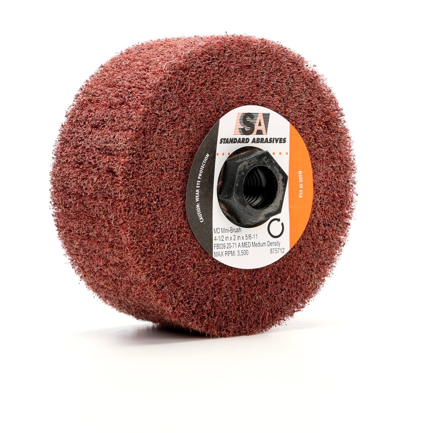 7010292437 - Standard Abrasives MD Mini-Brush 875711, 4-1/2 in x 2 in x 5/8-11 FB036 A XCS Medium Density, 2 ea/Case