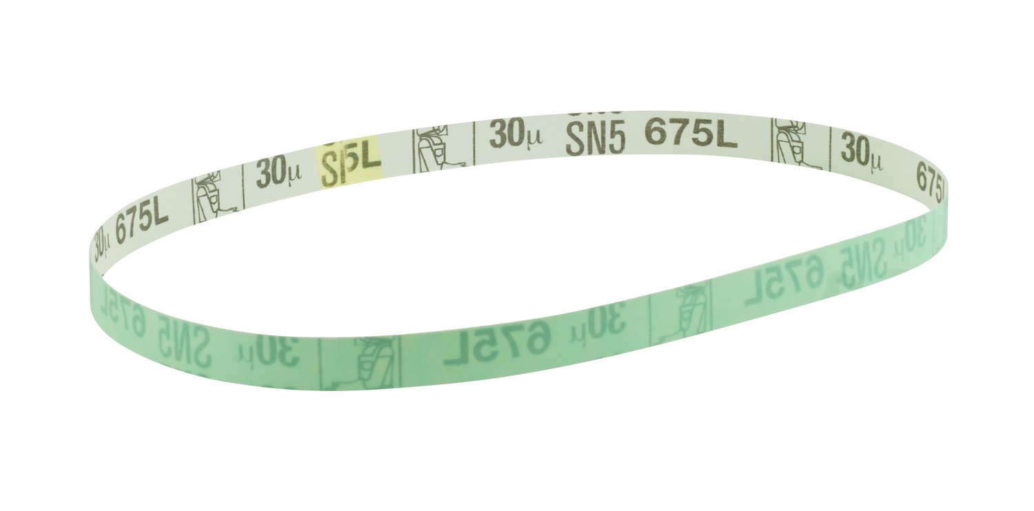 7010308186 - 3M Diamond Microfinishing Film Belt 675L, 30 Mic 5MIL, Green, 4 in x
98-1/2 in