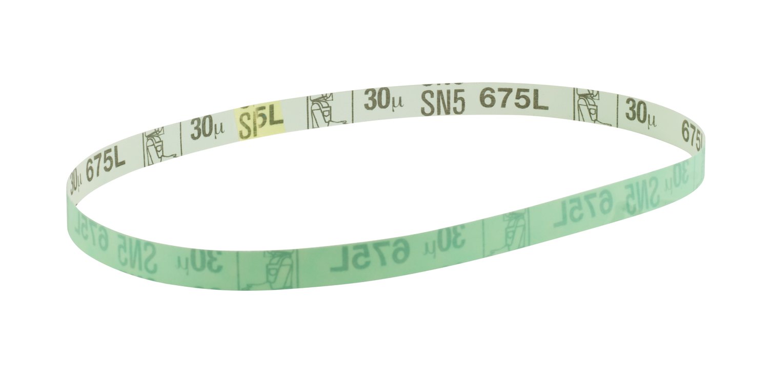 7100229798 - 3M Diamond Microfinishing Film Belt 675L, 30 Mic 5MIL, Green, 1/2 in x 64 in