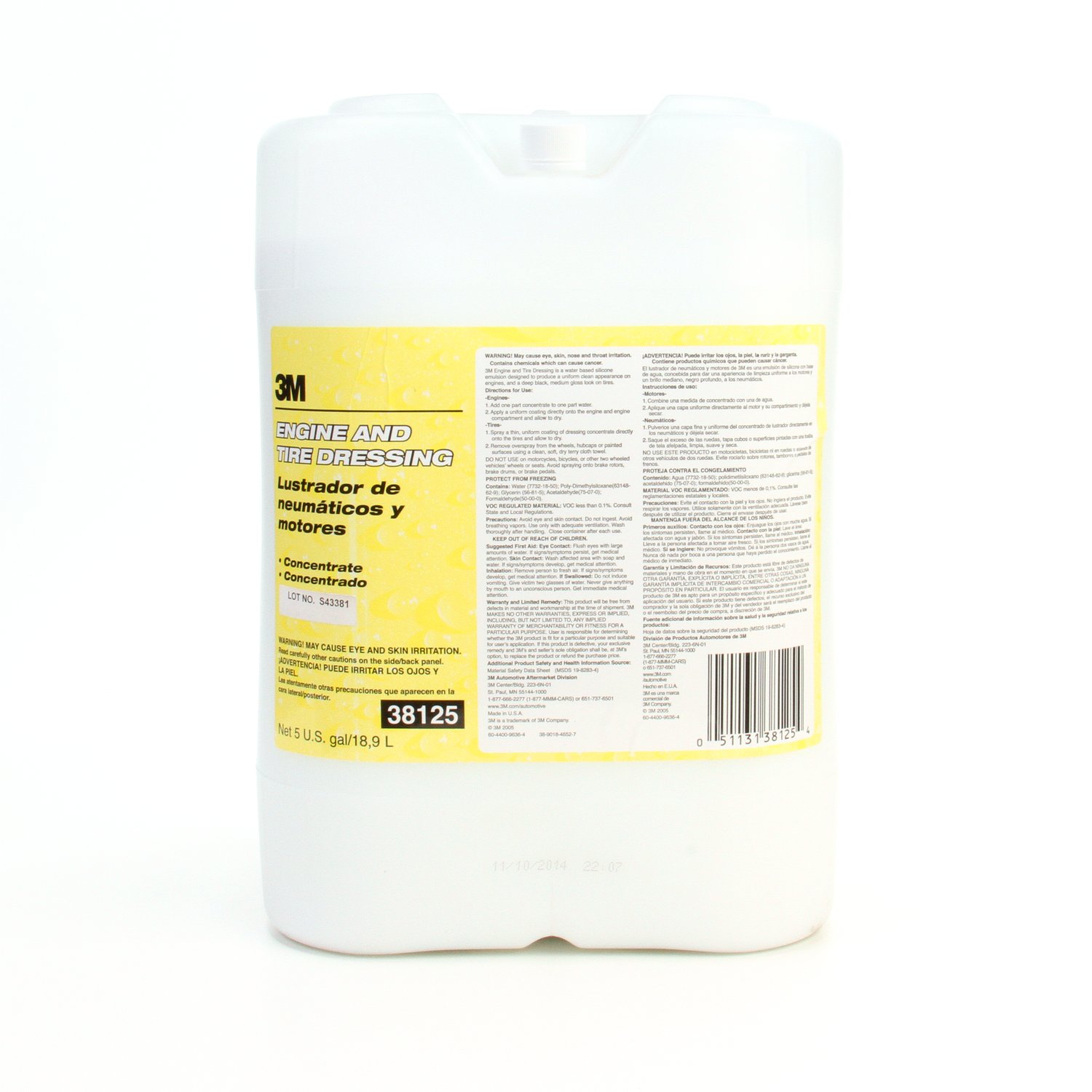 7100079771 - 3M Engine and Tire Dressing, 38125, 5 Gallon, 1 per case