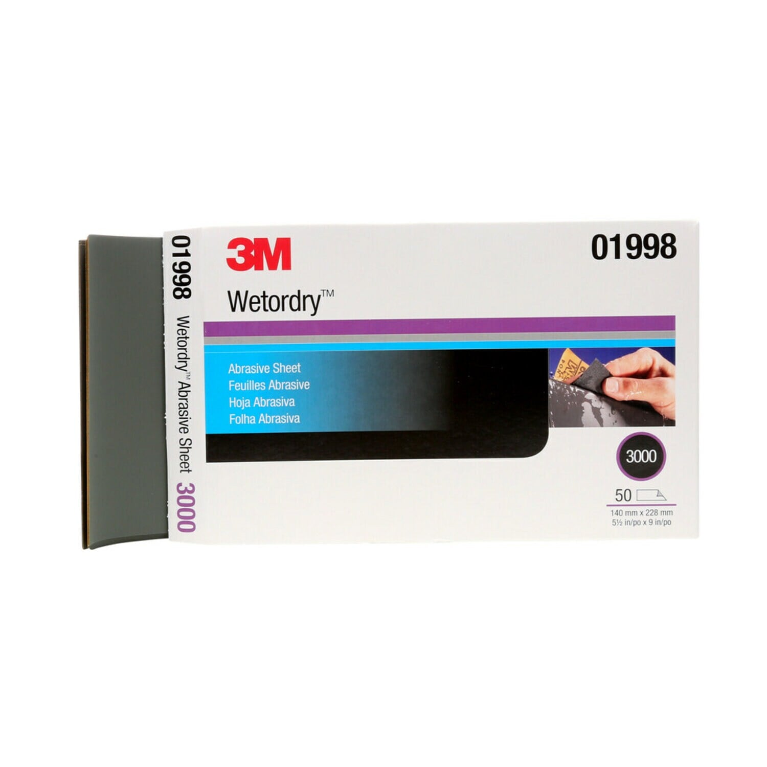 7100028225 - 3M Wetordry Abrasive Sheet 401Q, 01998, 3000, 5 1/2 x 9 in, 50 sheets per carton, 5 cartons per case