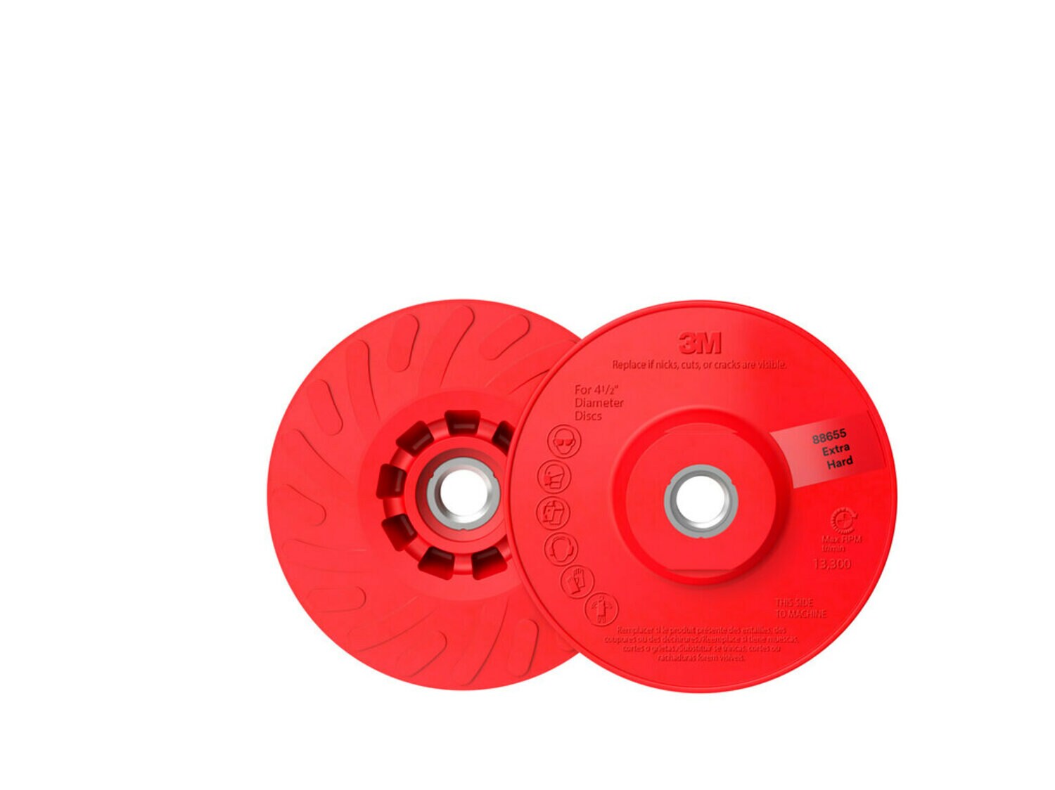 7100258731 - 3M Disc Back-up Pad Ribbed, 88655, Extra Hard, Red, 4-1/2 in, One Piece, 10 ea/Case