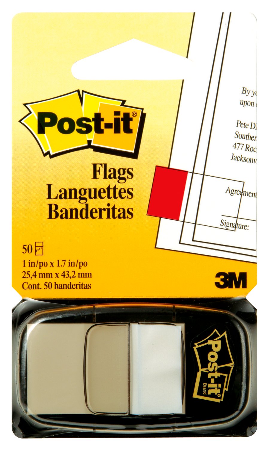 7000029850 - Post-it Flags 680-6 (36) 1 in. x 1.7 in. (25,4 mm x 43,2 mm) White 50 flags/pd, 36/cs