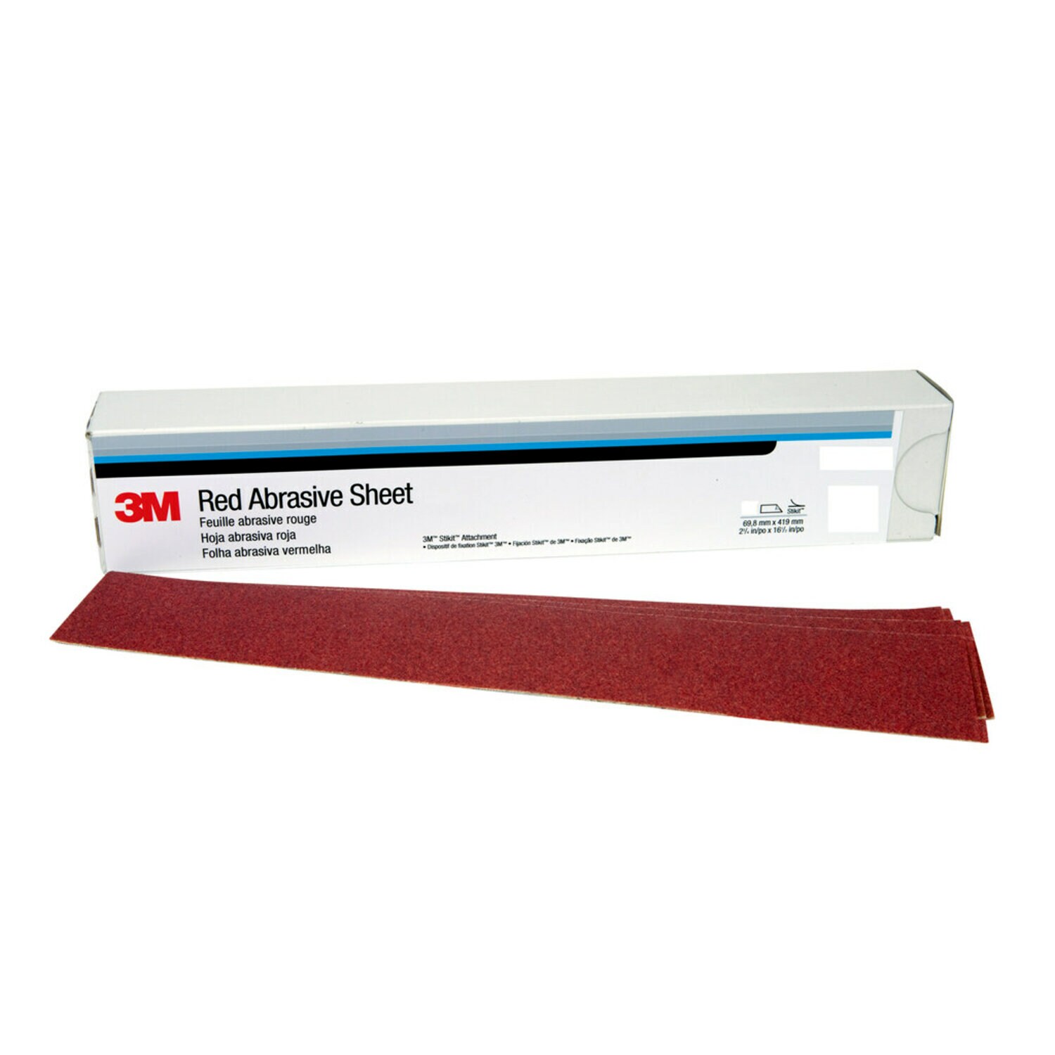 7000119923 - 3M Red Abrasive Stikit Sheet, 01680, 40, 2-3/4 in x 16 1/2 in, 25 sheets per carton, 5 cartons per case