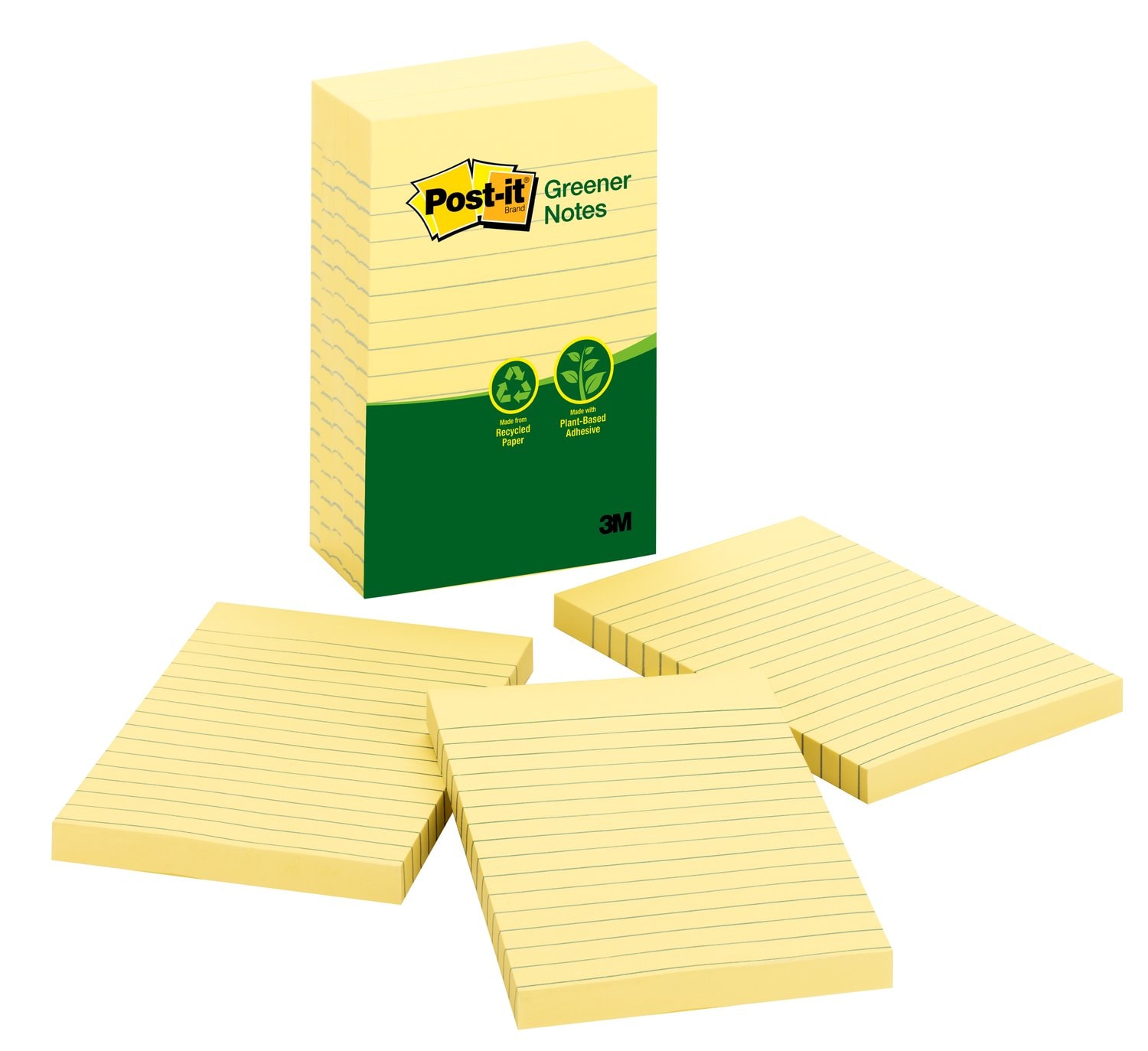 7010331918 - Post-it Notes 660-5RP, 4 in x 6 in Canary Yellow Made from recycled
paper, Lined, 5 Pads/Pack