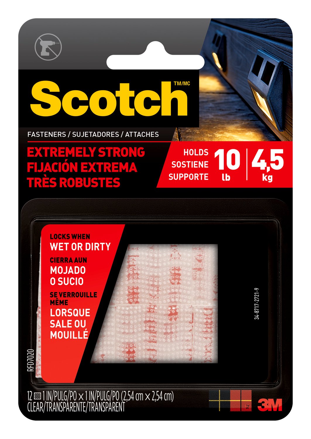 7100110905 - Scotch Extreme Fasteners RFD7020, 1 in x 1 in (2.54 cm x 2.54 cm)
