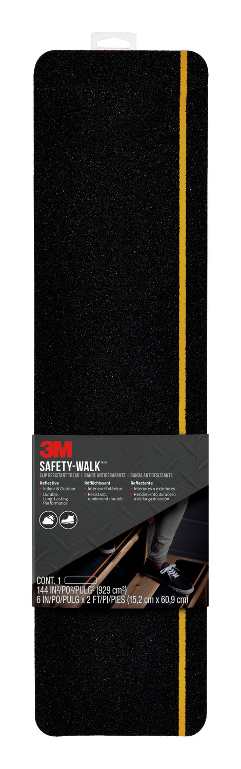 7100155071 - 3M Safety-Walk Slip Resistant Reflective Tread, 600BY-T6X24, 6 in x 2
ft, Black