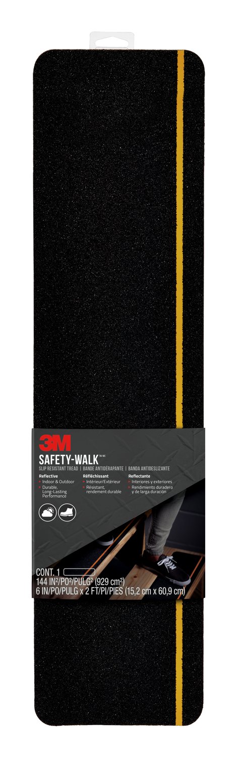 7100155071 - 3M Safety-Walk Slip Resistant Reflective Tread, 600BY-T6X24, 6 in x 2 ft, Black