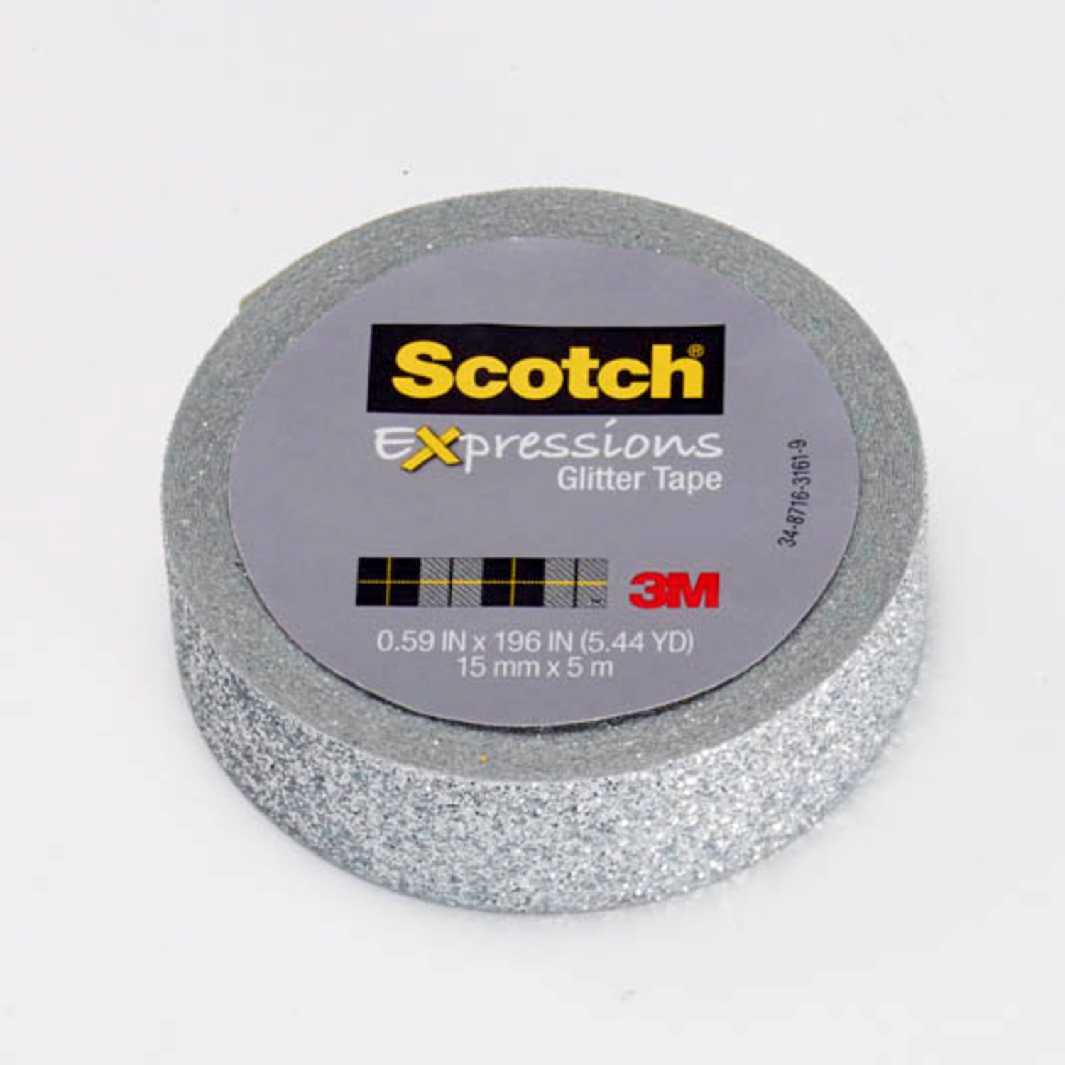 7100143029 - Scotch Expressions Glitter Tape C514-SIL, .59 in x 196 in (15 mm x 5 m)
Silver Glitter
